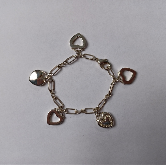 Vintage 7" Tiffany & Co. 925 Silver Heart Charm Bracelet - Picture 5 of 12
